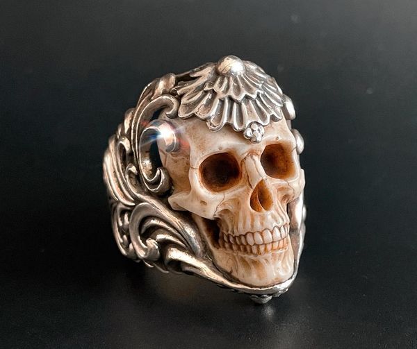 🔥Last Day Promotion 50% OFF💀Vintage Polish Floral Armor Antler Skull Ring