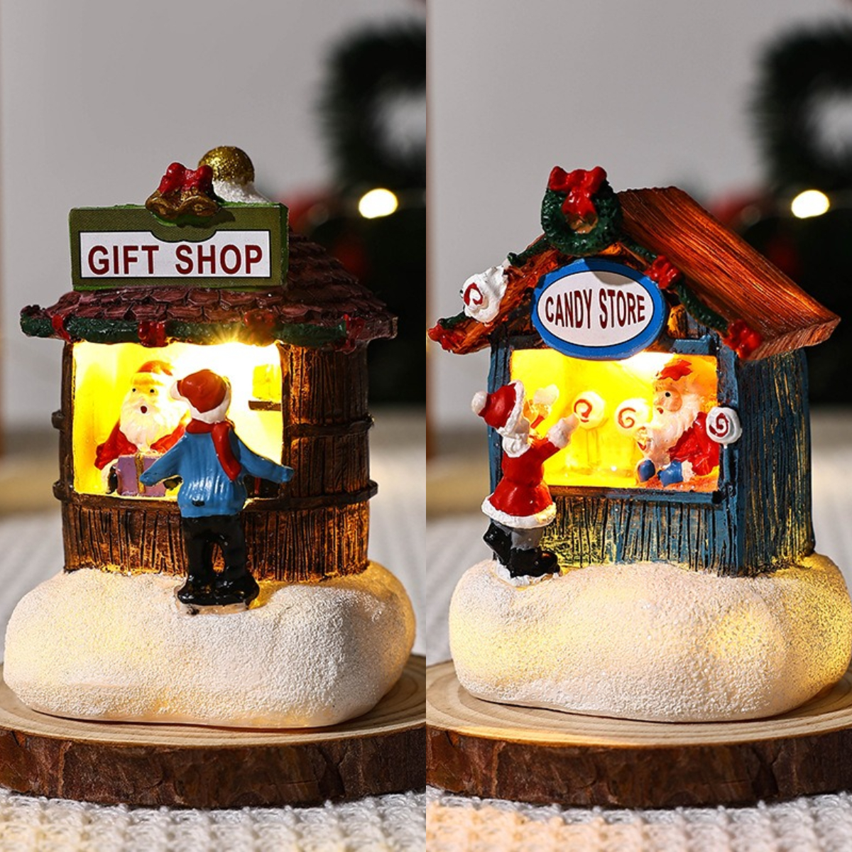 👍🔥Christmas resin small house Santa Claus store micro landscape resin ornaments