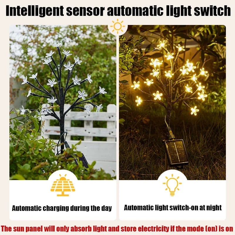 Outdoor Waterproof Cherry Blossom  Multicolor Solar Garden Lights