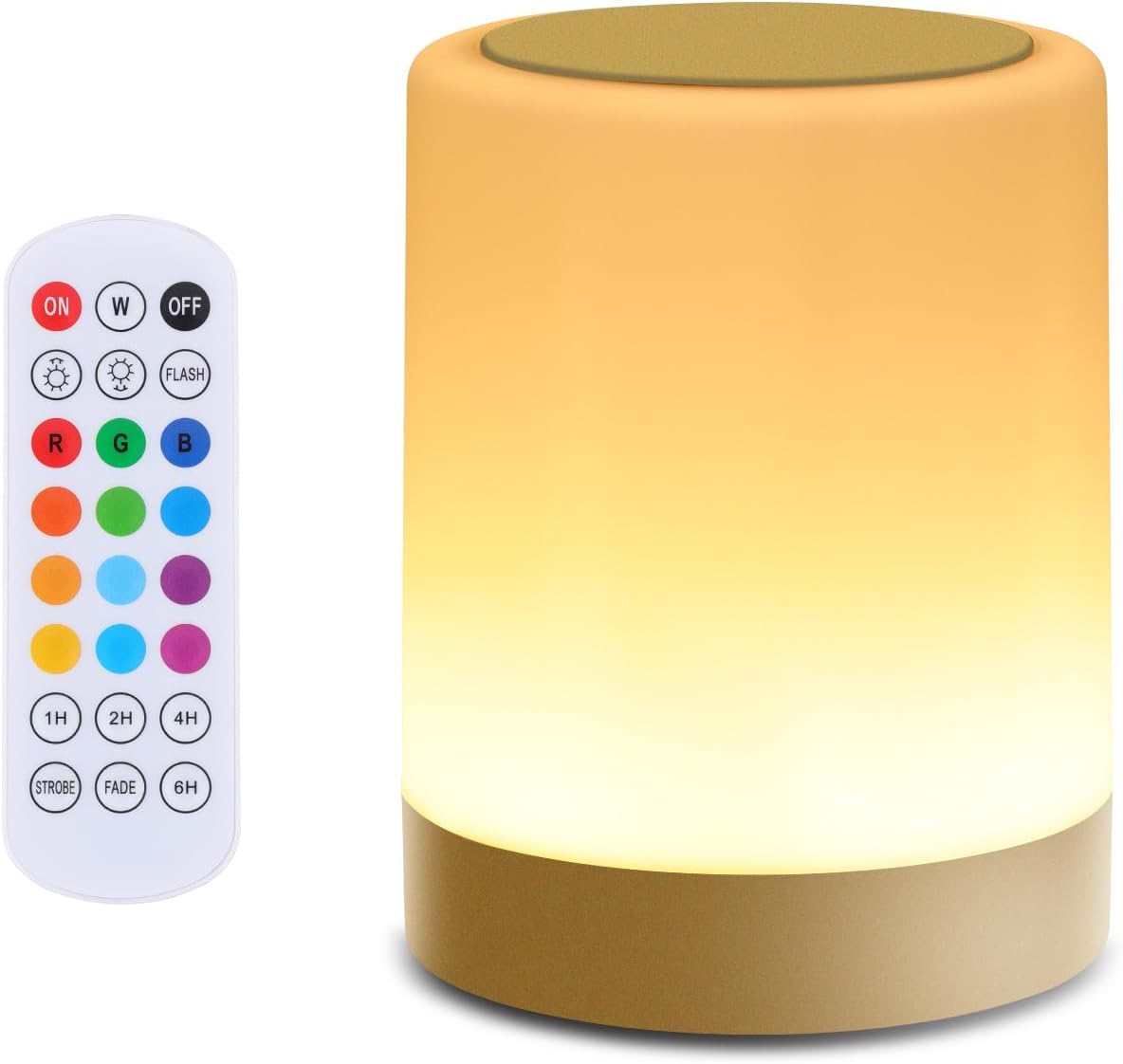 Touch Bedside Table Lamp,13 RGB Colors & 5 Brightness, USB Rechargeable Desk Lamp, Remote Control Dimmable Night Light with RGB Color Changing,Portable Lamp for Baby, Bedroom, Living Room