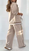 Women's Lapel Solid Color Striped Casual Suit