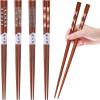 GLAMFIELDS Reusable Chopsticks Japanese Natural Wooden 5 Pairs Classic Style Lightweight Hand-Carved Safe Chop Sticks 8.8 Inch/22.5cm Gift Set