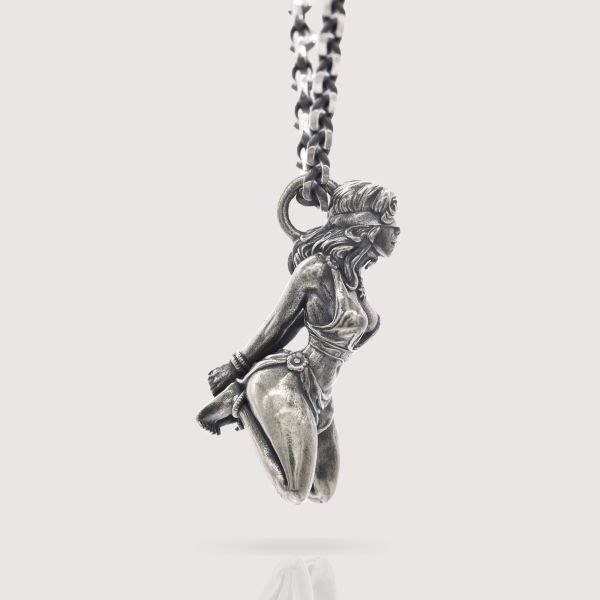 Sterling Silver Suffering Goddess Pendant Necklace