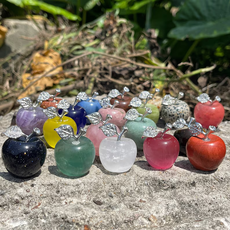 Natural Crystal Jade Colorful Apple Small Ornament