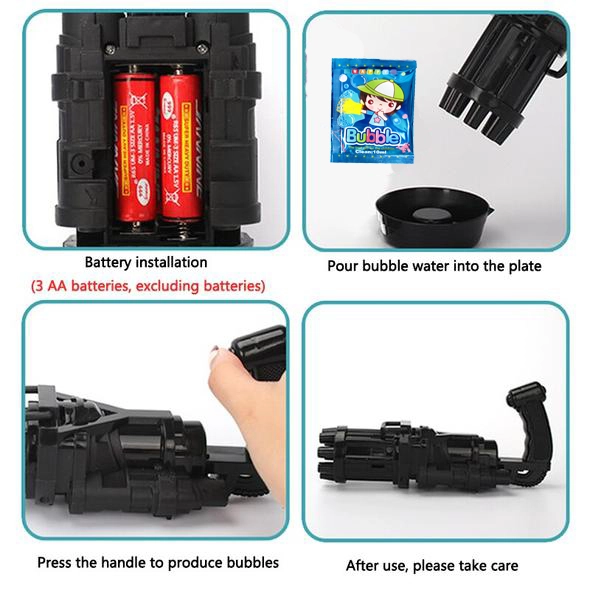 2021 Gatling Bubble Machine  Bubble Maker With 10 Pcs Bubble Pack Outdoor Toys for Kids