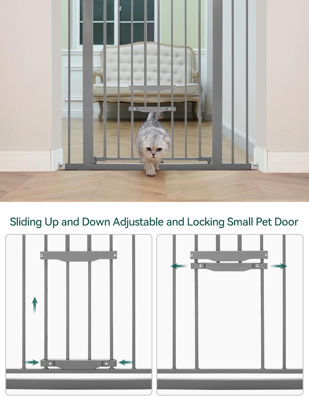 BABELIO New Version Baby Gate with Cat Door, 29.5-40