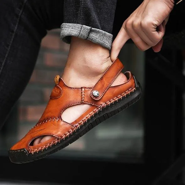 🔥Summer Hot Sale-Large Size Soft Leather Men's Breathable Outdoor Sandals-Buy 2 Get 65% Off + Free Shipping