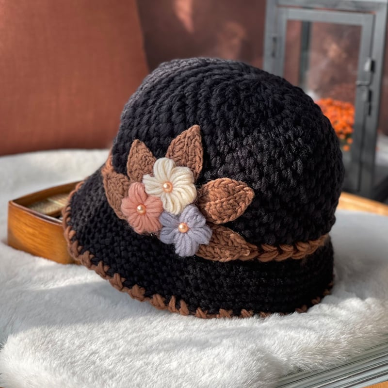 (🌲EARLY CHRISTMAS SALE - 50% OFF) 🎁Women's Flowers Knitted Woolen Hat, BUY 2 FREE SHIPPING