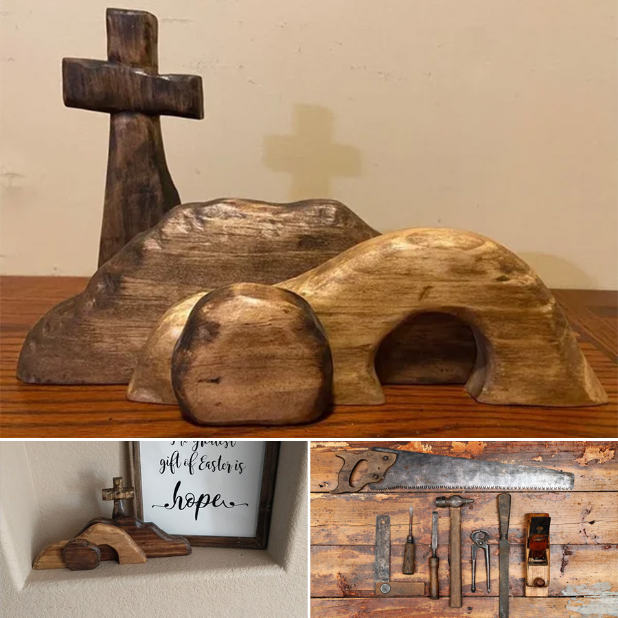 ⏱️Buy 2 Get 10% OFF& Free Shipping Only Today!💕Handmade Empty Tomb Easter Scene And Cross