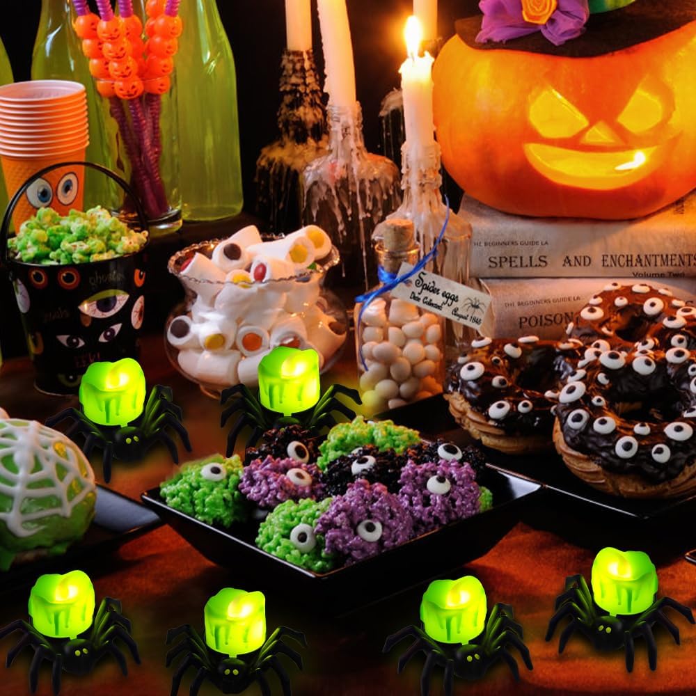 💥LAST DAY SALE 50% OFF💥Halloween LED Candle Lamp with Creepy Spider Decor