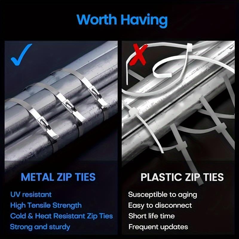 🍂TikTok Fall Sale — Last Day 70% OFF🎉304 Stainless Steel Cable Ties🔩
