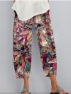 Women Loose Printed Abstract Elastic Waist Pocket Pants