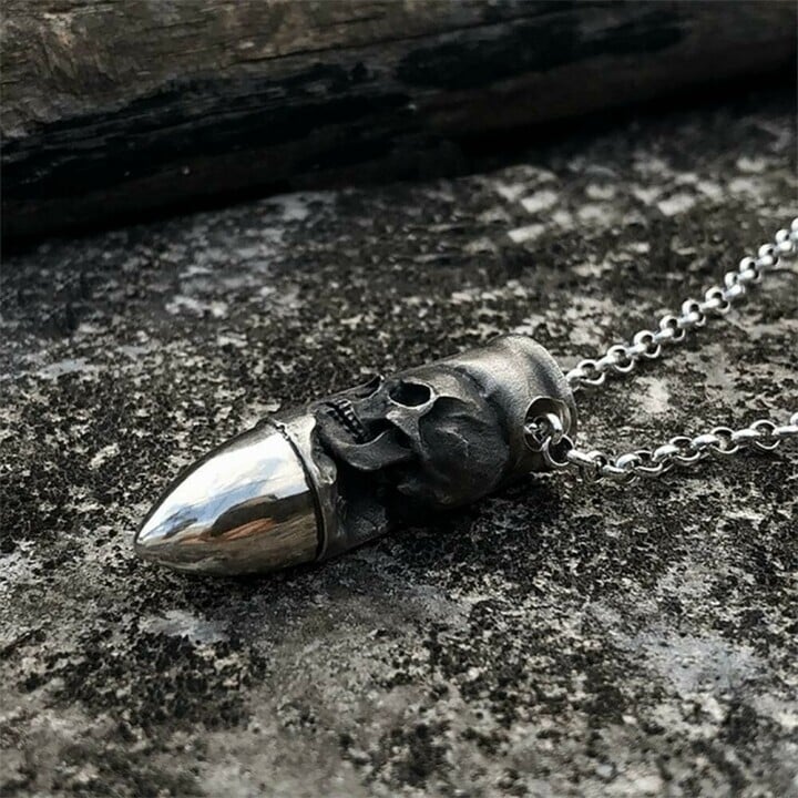 💀✝Holy Buyble BULLET SKULL NECKLACE
