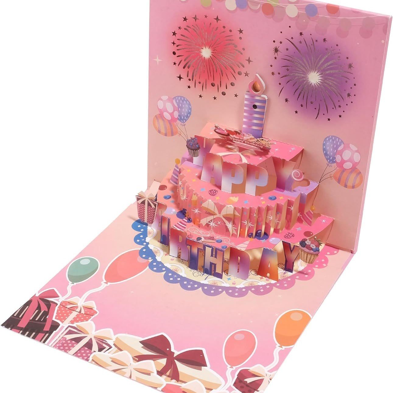 💥LAST DAY SALE 50% OFF💥Fireworks Pop Up Cake Light and Music Happy Birthday Card Gift