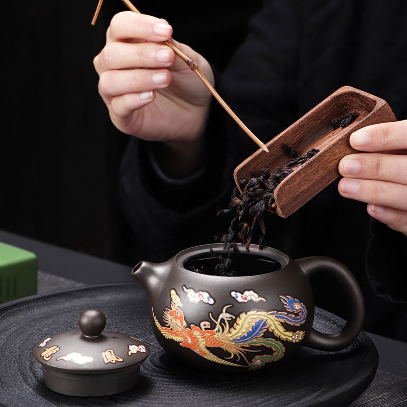 (🔥Last Day Promotions - 49% OFF) Handmade Color Changing Dragon & Phoenix Clay Teapot