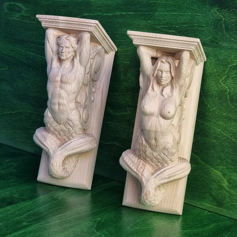 Mermaid and Merman Corbels