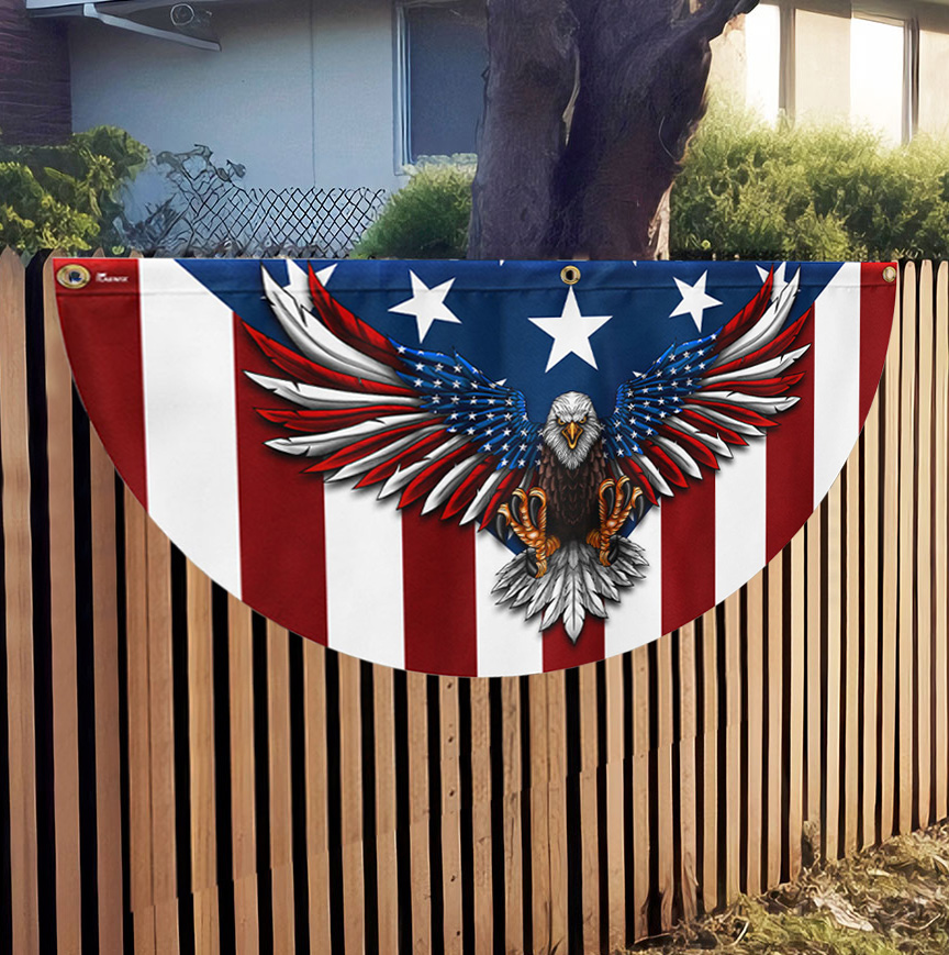 Patriotic Eagle American Non-Pleated Fan Flag TPT1636