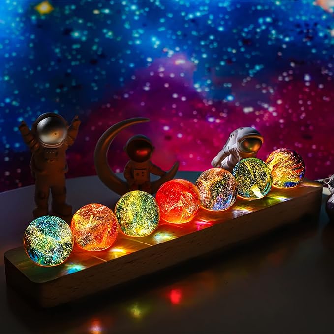 🔥Colorful Crystal Ball Decoration - Glass - Wood - 7 Balls in a Set