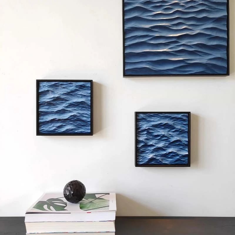 🌊 Handgefertigtes Blaues Wellen-Dekorationsgemälde 🎨