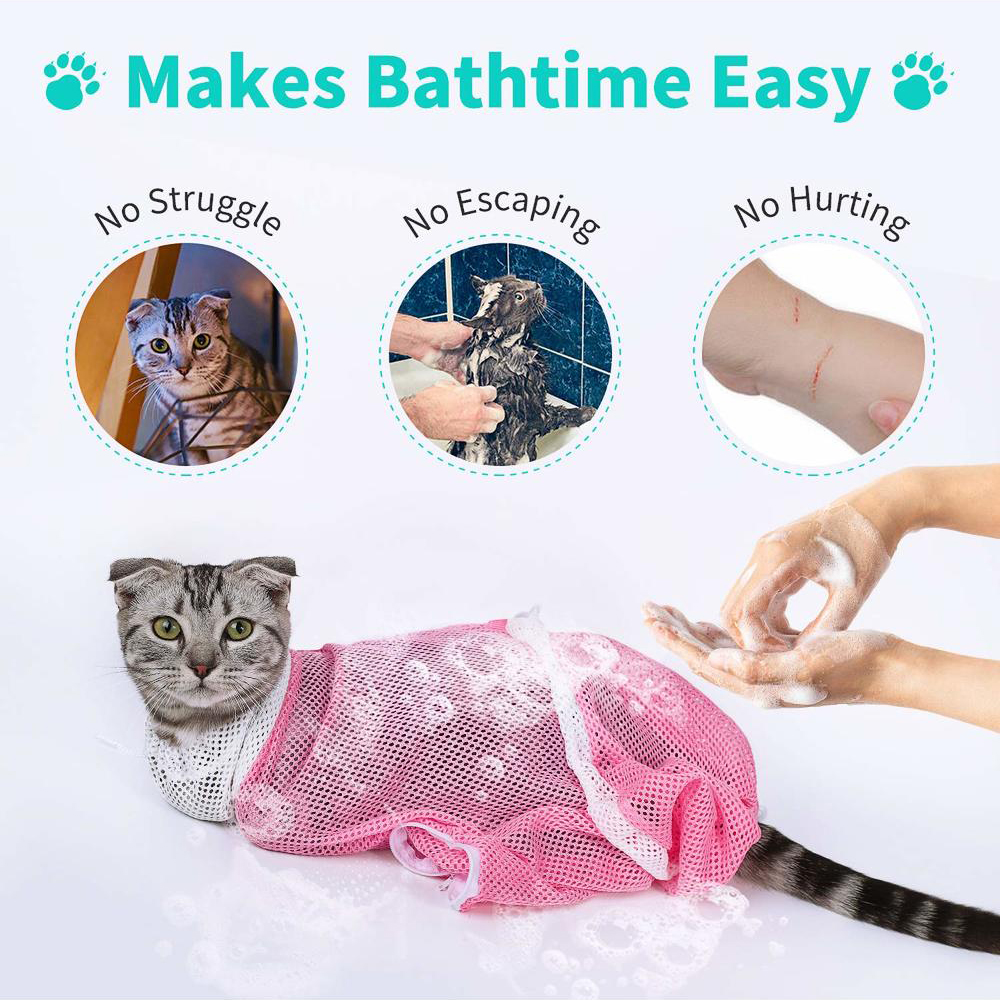 Cat Grooming Bag Bathing Shower Mesh Bag