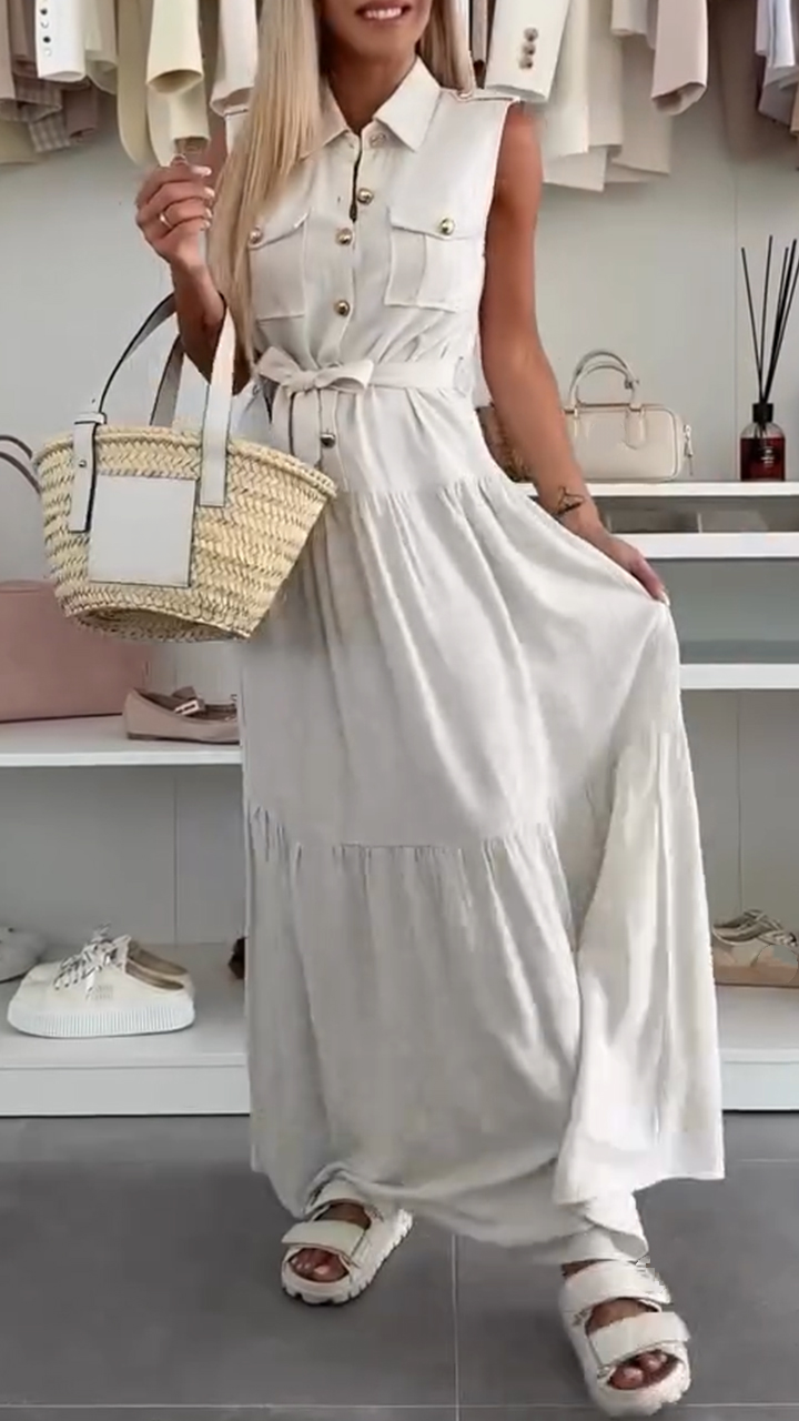 Women's Lapel Stitching Casual Dress