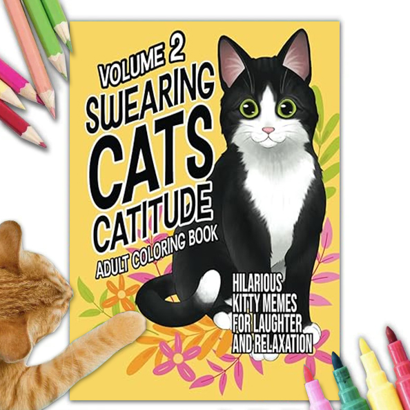 🔥Halloween promotio!🎃 🐱Funny Kitty Memes Coloring Book For Adult Relaxation