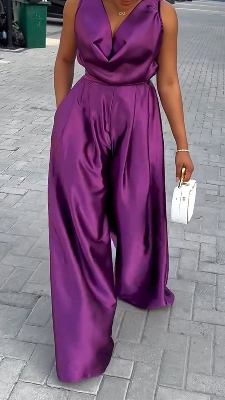 Ladies' V-neck Top and Pants Casual Set with Temperament