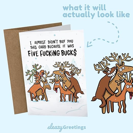 🎁🎅🏼Funny Christmas Card for Men or Women - Hilarious Holiday Card for Best Friend