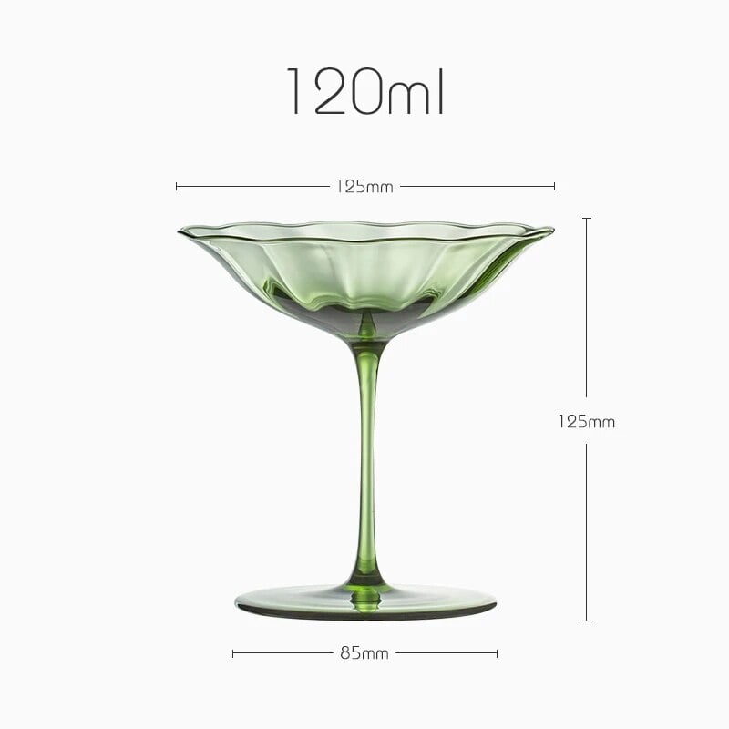 Vintage Green Flower Wine Glasses