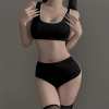 Japanese School Gym Uniform Set - Ribbed Tank Top & Athletic Shorts in Black/Navy/Grey PPF0357