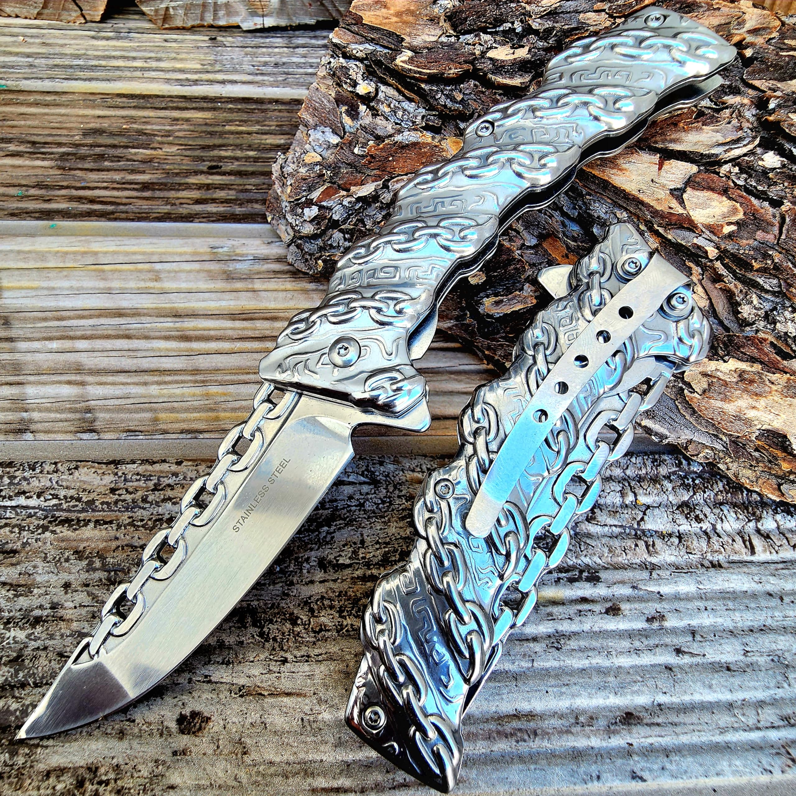 Embossed folding knife mountaineering portable camping knife for self-defense
