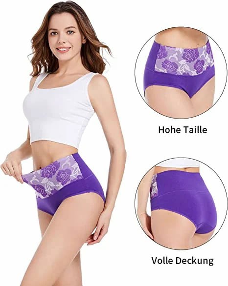 ✨Letzter Tag Kaufe 1 und erhalte 3 Packungen (JE NUR 6,33 €)🔥Damen-Slip mit hoher Taille und Bauchkontrolle aus reiner Baumwolle in Übergröße