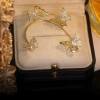 Vintage Crystal Butterfly Flower Ear Cuffs 2pcs Non-Pierced Sparkling Iced Out Rhinestone Butterfly Cartilage Climber Ear Wrap Prom Party Festival Ear Jewelry for Women