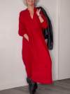 Women's Linen V-neck Solid Color Maxi Dress