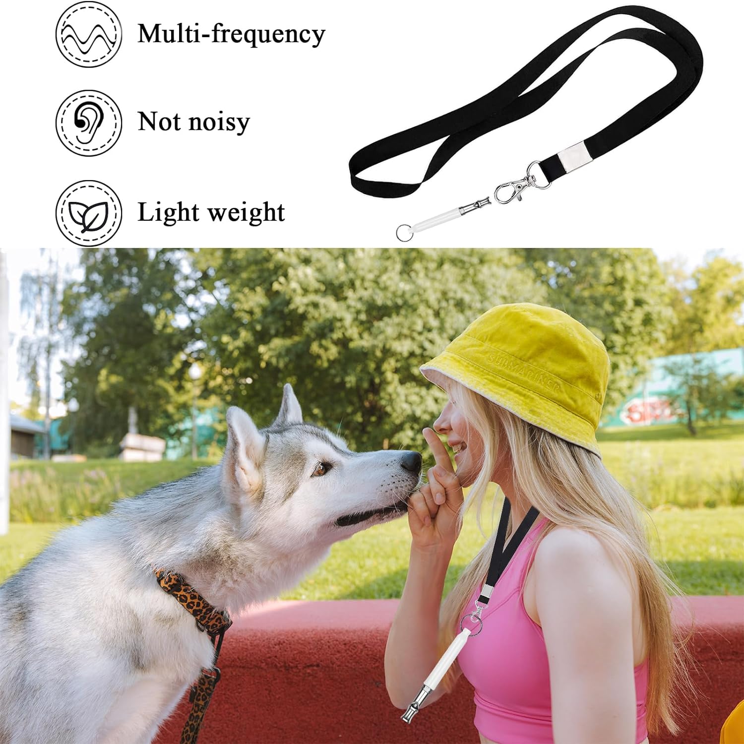 2 Pack Dog Whistle, 2 Pack Dog Clicker, 2Pack Lanyard, Dog Training Kit, Professional Recall Dog Training Whistles, Adjustable Ultrasonic Silent Dog Whistle (Black)