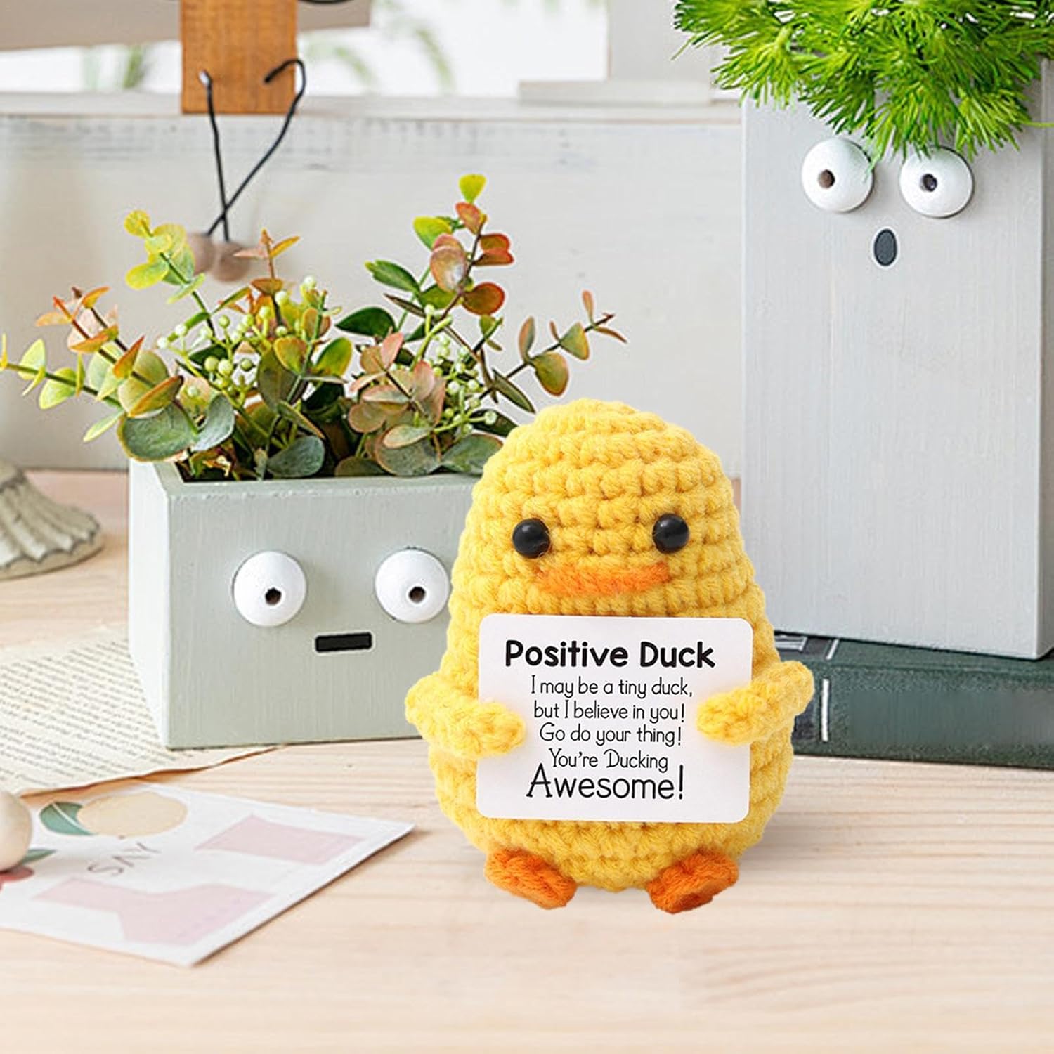 🐥Inspirational Crochet Positive Duck - 🧶Handmade Emotional Cheer Support🔥