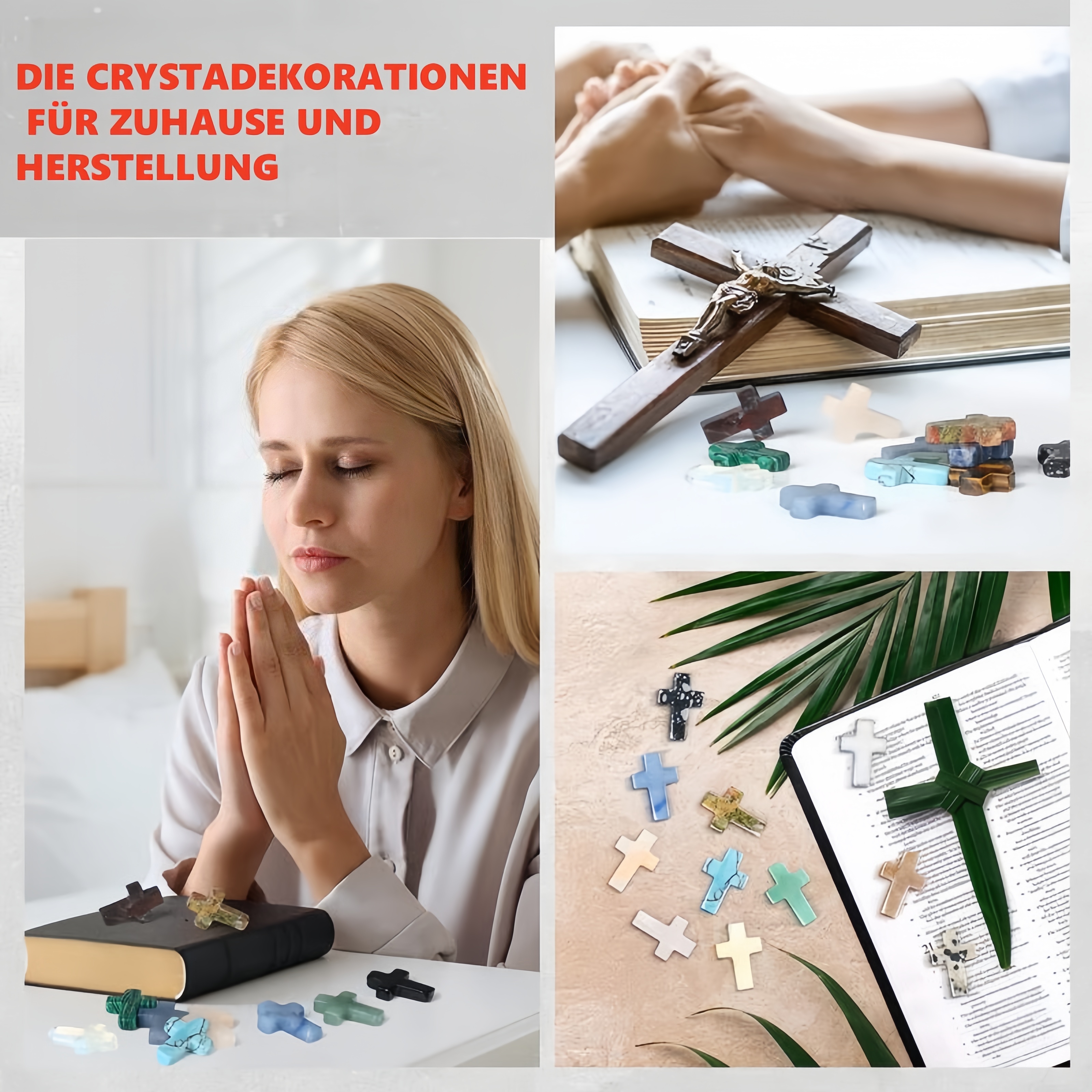✝️ Handgefertigte Kreuze aus natürlichem Kristall