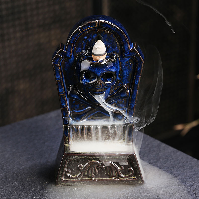 🔥Backflow Incense Burner Skull, Creative Decoration Ceramic Glazed