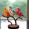 🔥Last Day 50% OFF - Stained Glass Birds on Branch Desktop Ornaments