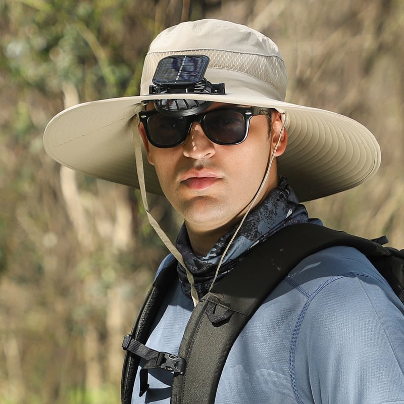 🔥Father's Day Sale 49% OFF - Wide Brim Solar Fan Outdoor Fishing Hat-Solar & USB Charging