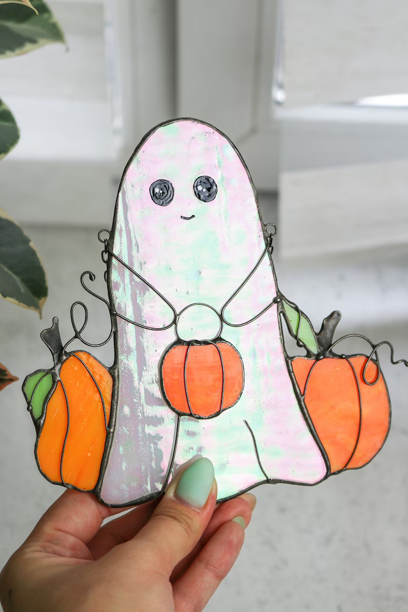 (🎃Early Halloween Sale - 49% OFF) 👻Ghost and Pumpkin Halloween Suncatcher, BUY 2 FREE SHIPPING