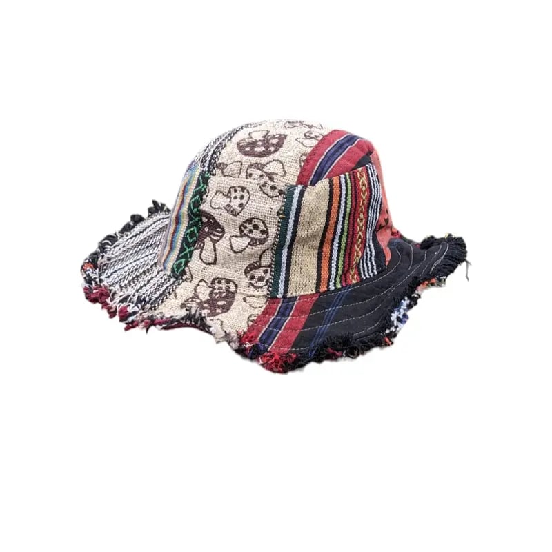 🎁TikTok Last Day Sale - 70% OFF🎩Patchwork multicolored mushroom Hemp Hat with hidden pocket fedorahats