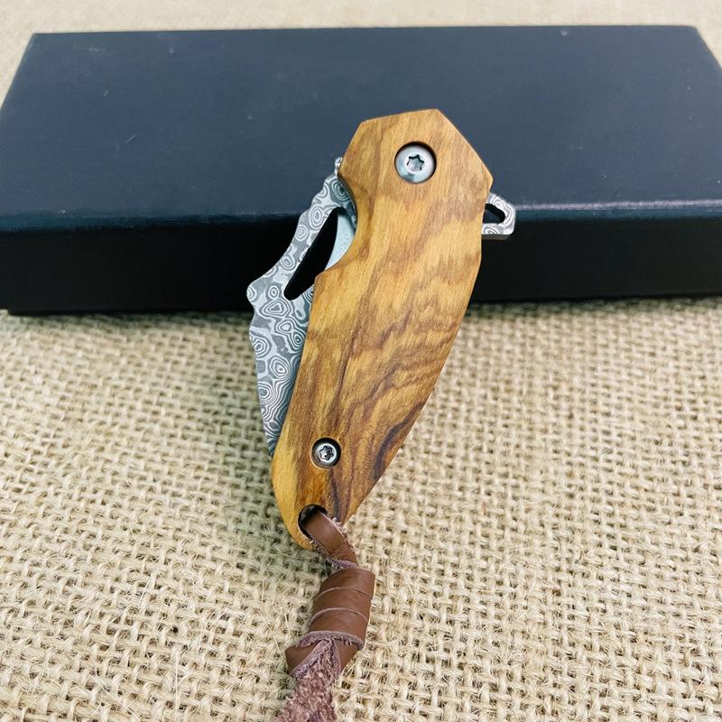 Soybean Damascus Steel Mini Pocket Knife