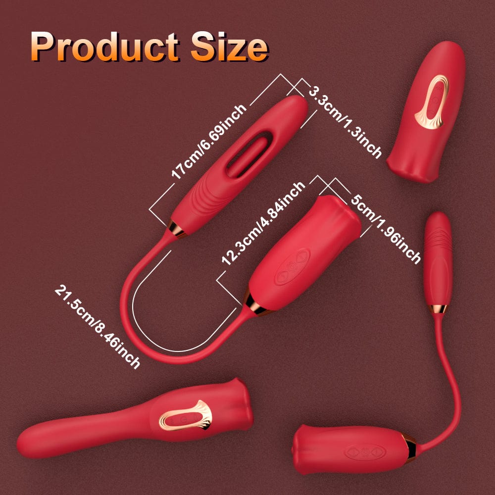 Rose Muncher Lip Tongue Suction Vibrator With Patting Dildo Vibrator