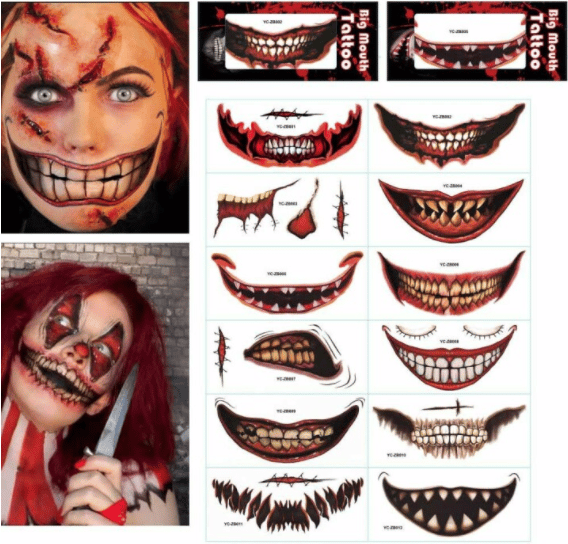Halloween Prank Makeup Temporary Tattoo(12PC)