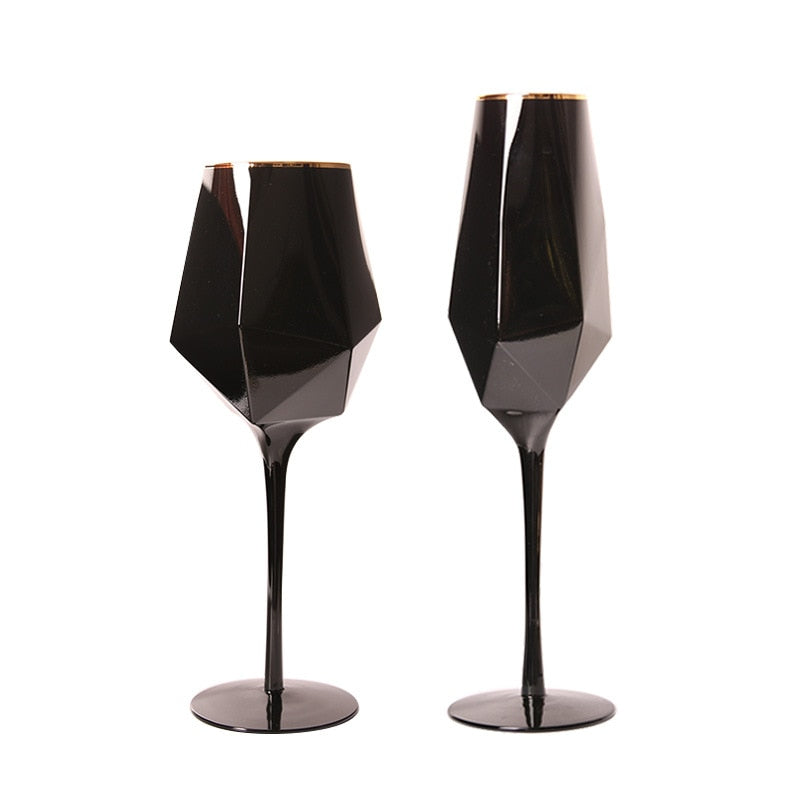 Black and Gold Wine Glasses