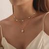 Gold Pearl Necklace, Dainty Gold Necklaces Prom Pearl Choker Necklace 15'' Pearl Necklaces for Women Beachy Necklace Adjustable Pearl Jewelry Bride as Graduation Birthday Mothers Day Gifts