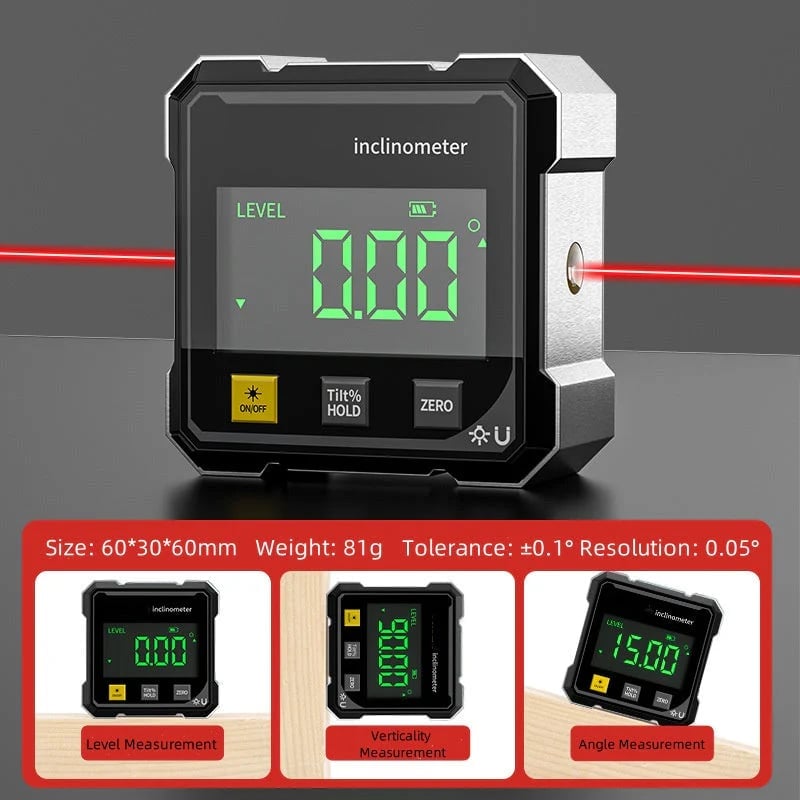 🎁Last Day Sale - 70% OFF🎉4-Side Magnetic Digital Angle Gauge with Laser