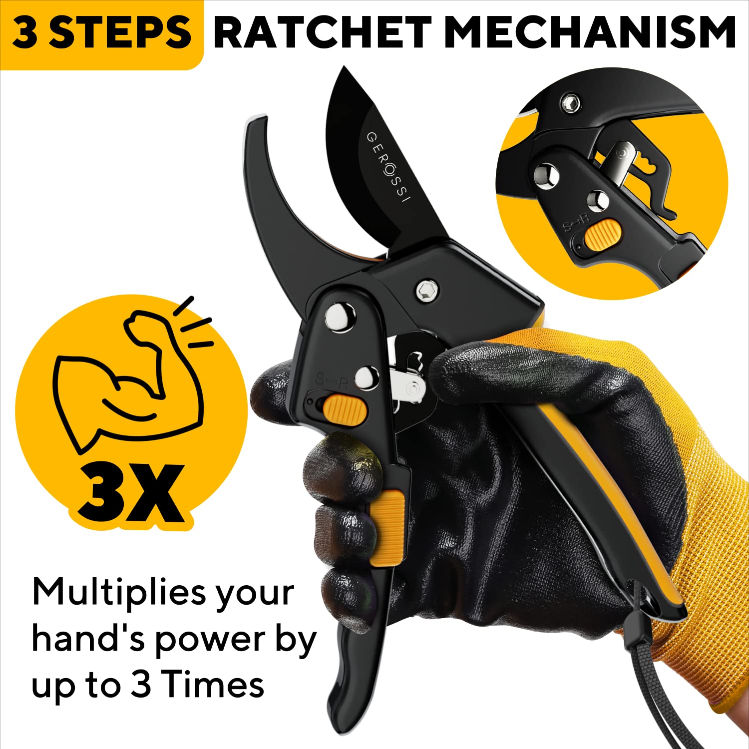 🔥Last day Clearance Sale 60% OFF🔥Ratchet Pruning Shears for Gardening Heavy Duty