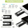 🔥Clé USB 4 en 1 16 à 256 Go Micro USB + 8 broches + USB 3.0 pour téléphone portable et ordinateur